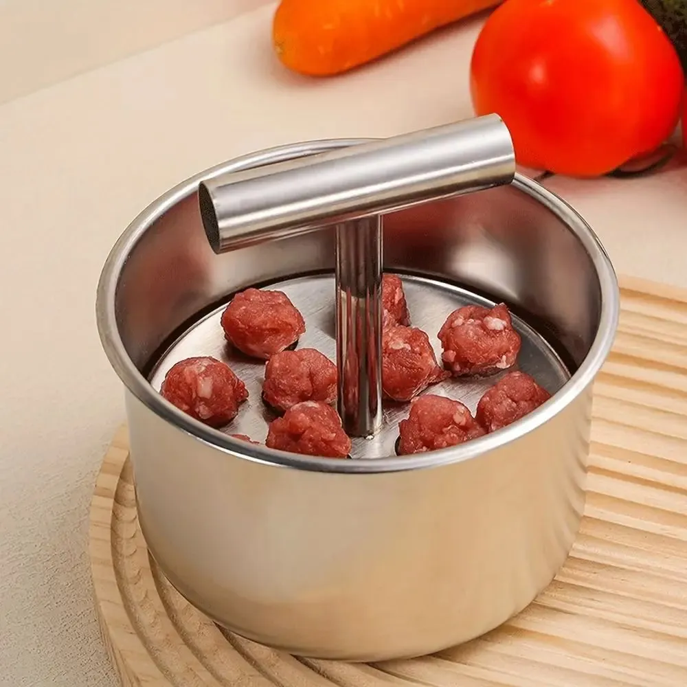 不鏽鋼手壓肉丸機高效率創意肉丸機工具手冊快速簡單 DIY 肉丸