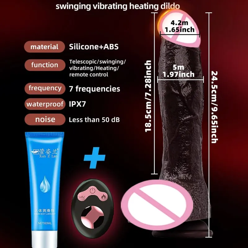 Vibrador realista vibrador telescópico aquecimento pênis controle remoto galo empurrando pau grande masturbação para mulheres brinquedos sexuais adultos