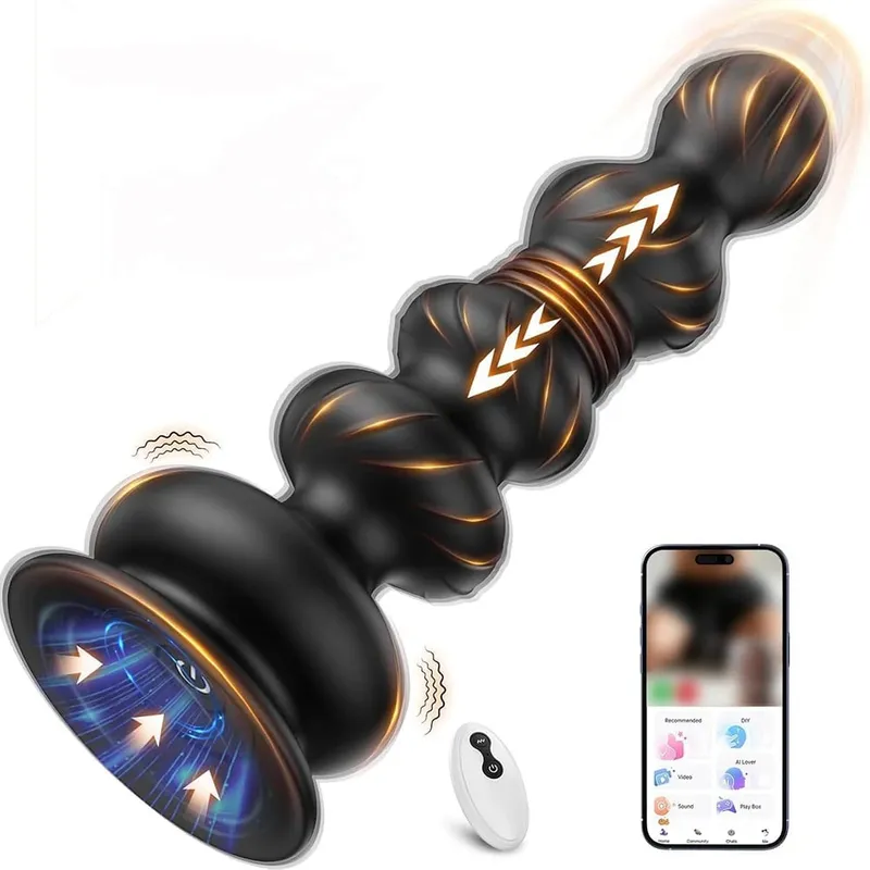 Contas anais vibratórias com controle remoto, aplicativo para massageador de próstata gay, plugue anal, vibrador com ventosa, brinquedo sexual para homens