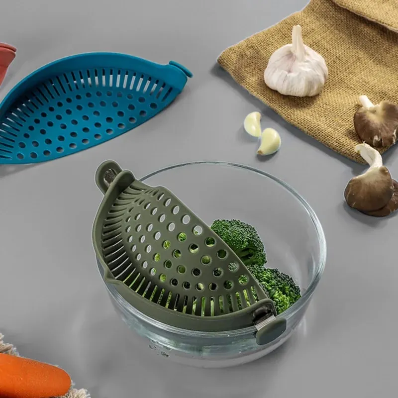 矽膠鍋邊排水器蔬菜麵條排水過濾器倒擋板廚房小工具