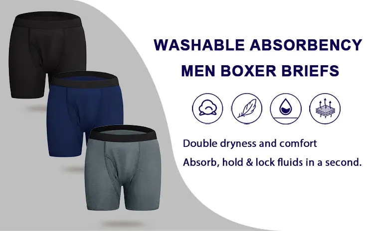 Men Panties Ultra-Absorbent Incontinence Underwear Maximum Absorbency Overnight Urinary Briefs Leak Protection Men Boxers