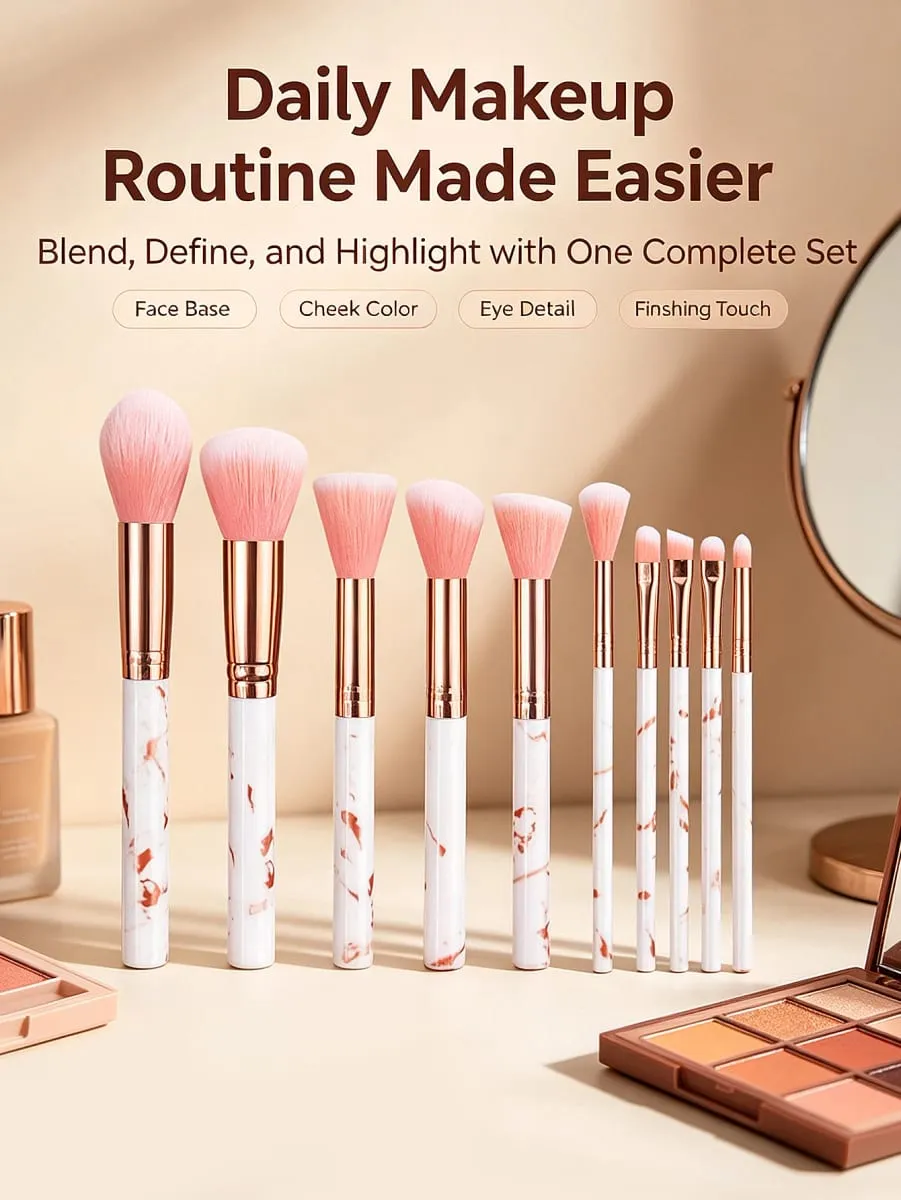 12 pçs conjunto de escova de maquiagem profissional com 2 pincéis cosméticos macios para pó blush sombra kit de maquiagem completo