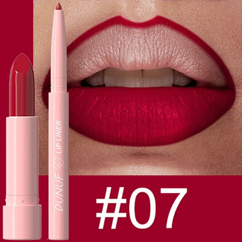 2 Pçs/set Batom + Lip Liner Kit de Maquiagem Matte Nu de Longa Duração À Prova D 'Água Não Mancha Cônico Nib Lip Contour Pen Lip Cosméticos