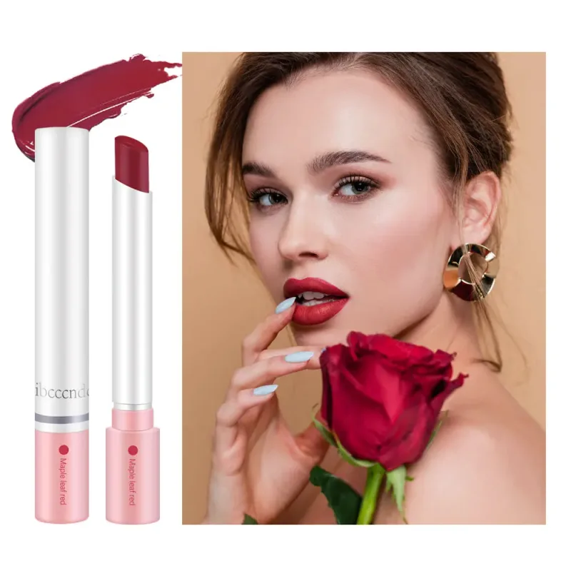 Conjunto de batom cigarro de natal fosco, à prova d'água, longa duração, 4 cores, renderização de alta cor, veludo, maquiagem labial, presentes de natal