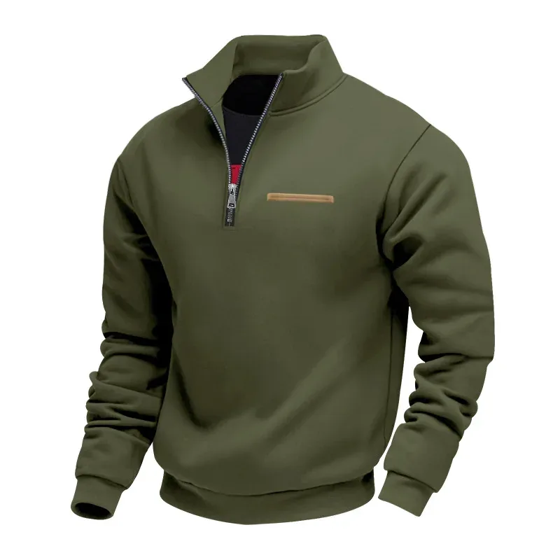 Men's Thick Fleece Stand Collar Sweatshirt Autumn Winter Color Block Striped Warm Outdoor Casual Daily Jacket Outerwear Cozy