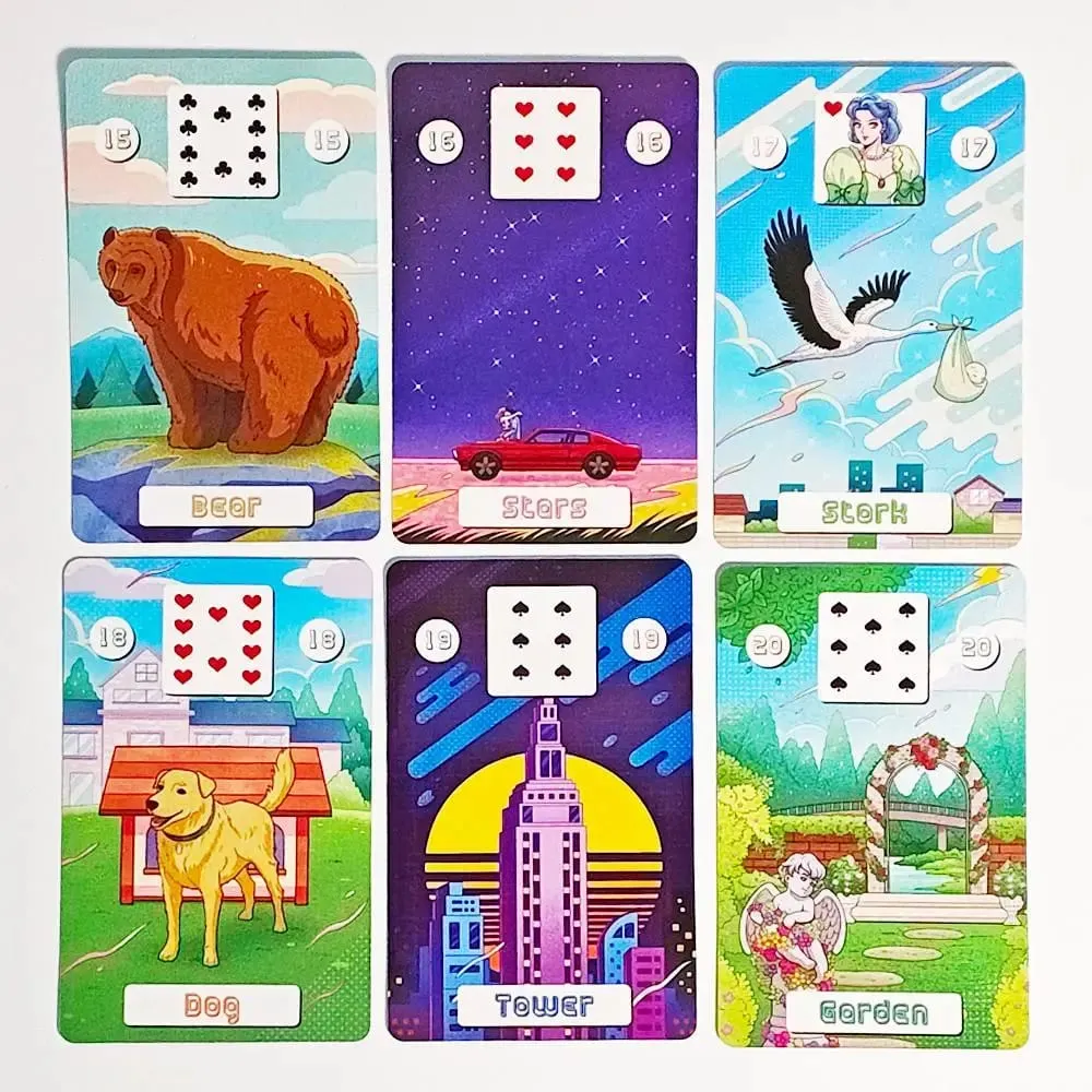 Back To The 80's Lenormand Deck 9*6cm Printed on 350GSM Double-embossed Cardstock 36 Pcs Lenormand Cards + 2 Special Cards