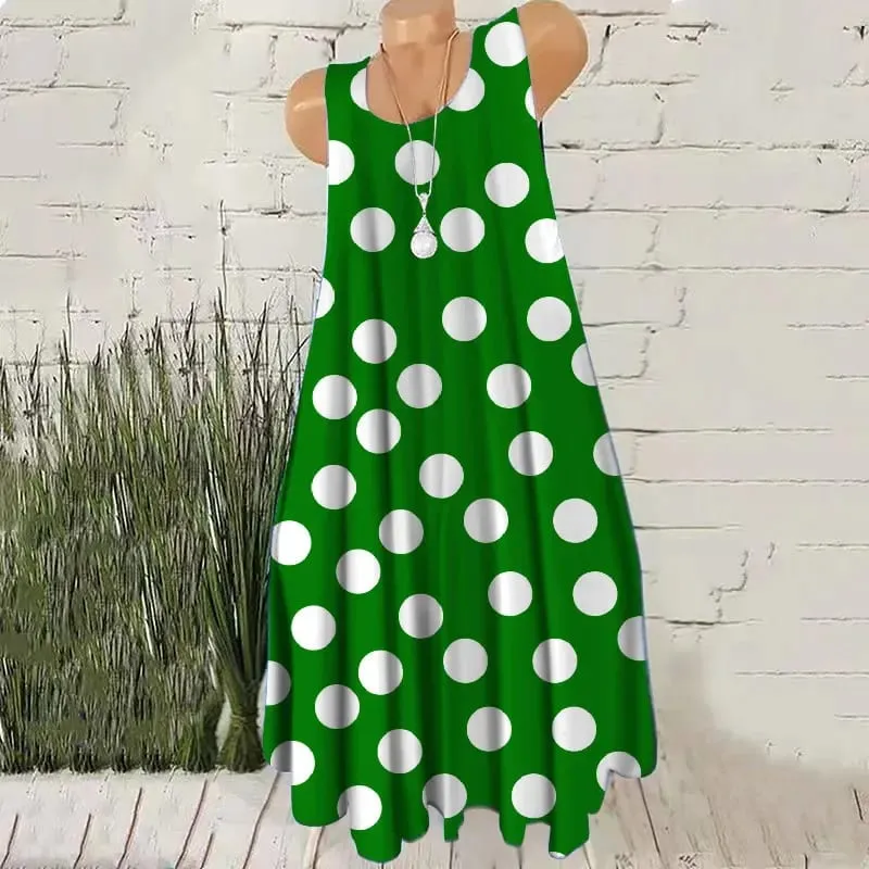 Padrão de bolinhas redondas moda feminina mini vestidos verão sem mangas impressão 3d rua senhoras tendência vestido 3xl plus size vestido casual — image 5