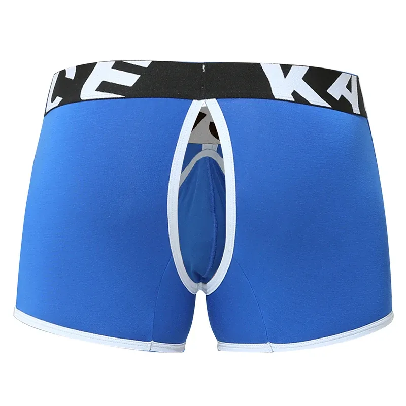 Mens Sexy Boxer Underwear Open Back Underpants Removable U Convex Pouch Panties Middle Waist Knickers