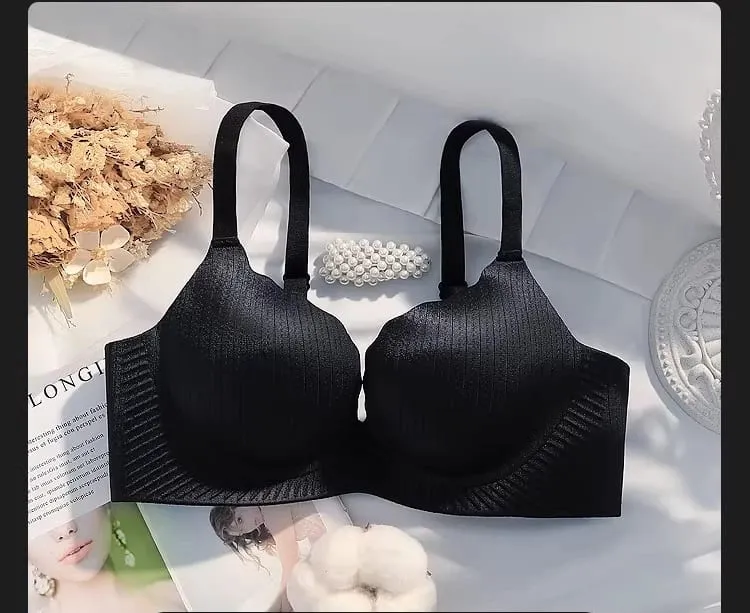Feminino sólido grosso acolchoado wirefree sutiã conjunto sem costura conforto coleta lingerie push up suporte elegante ajuste para busto menor diariamente