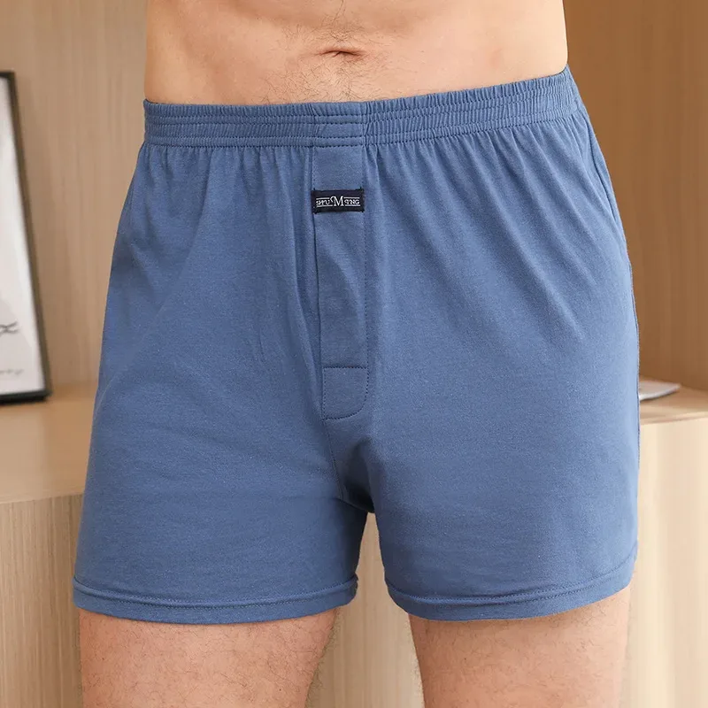 Men's Boxer Pantie Lot Underpant Loose Large Short Cotton Plus Size Underwear For Men Boxer Briefs Solid Middle Male Boxer — image 3