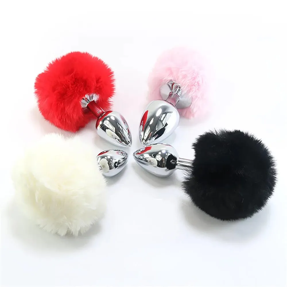 Pelúcia Silicone Coelho Cauda Butt Plug Vibrador Vibrador Massageador de Próstata Brinquedo Sexual Homens Mulheres Adulto Reutilizável