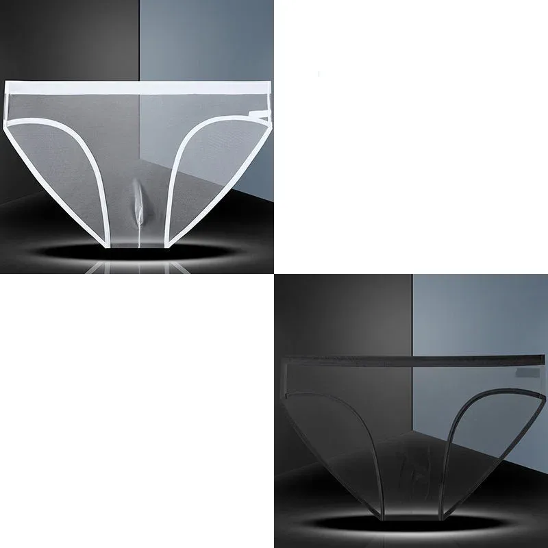 1-2 Pcs Men's Briefs Seamless Transparent Ultra-thin Underpants Breathable Mesh Sexy Male Panties Elastic Underwear Shorts Panty