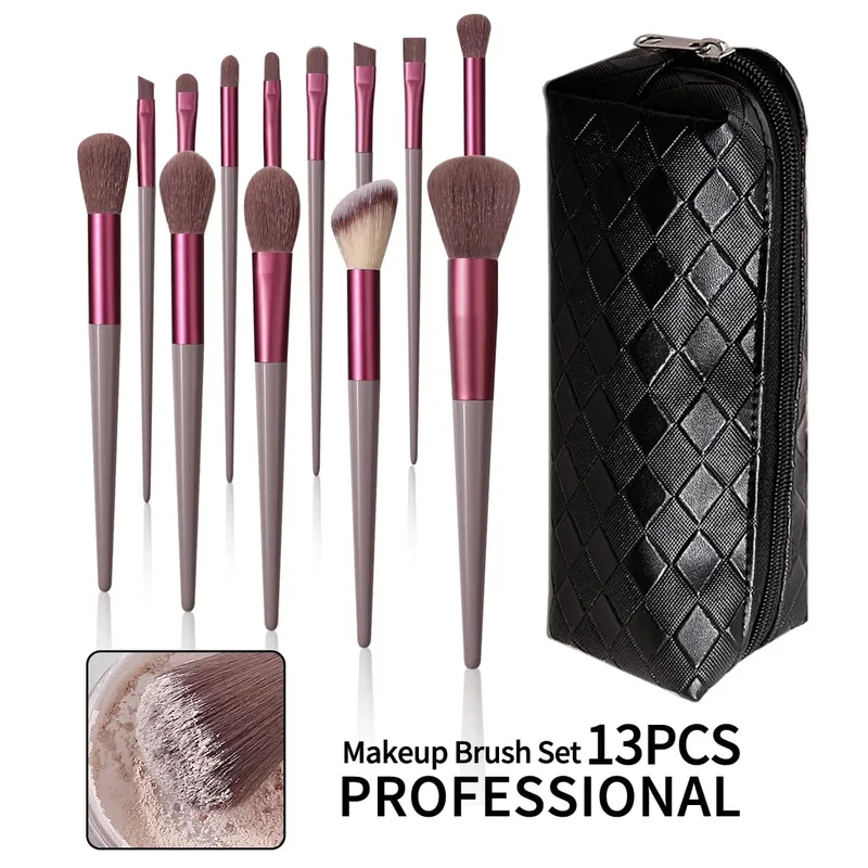 14 PCS Conjunto de pincéis de maquiagem de baixo preço com bolsa de pincéis de maquiagem Pincéis cosméticos com bolsa de pincéis de maquiagem da moda