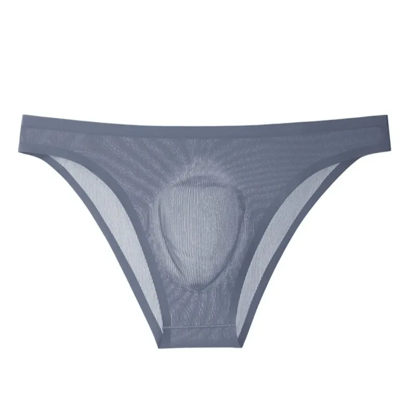 Calcinha triangular masculina de seda gelo, confortável, respirável, tamanho grande, cuecas finas, lingerie, roupa íntima para homens