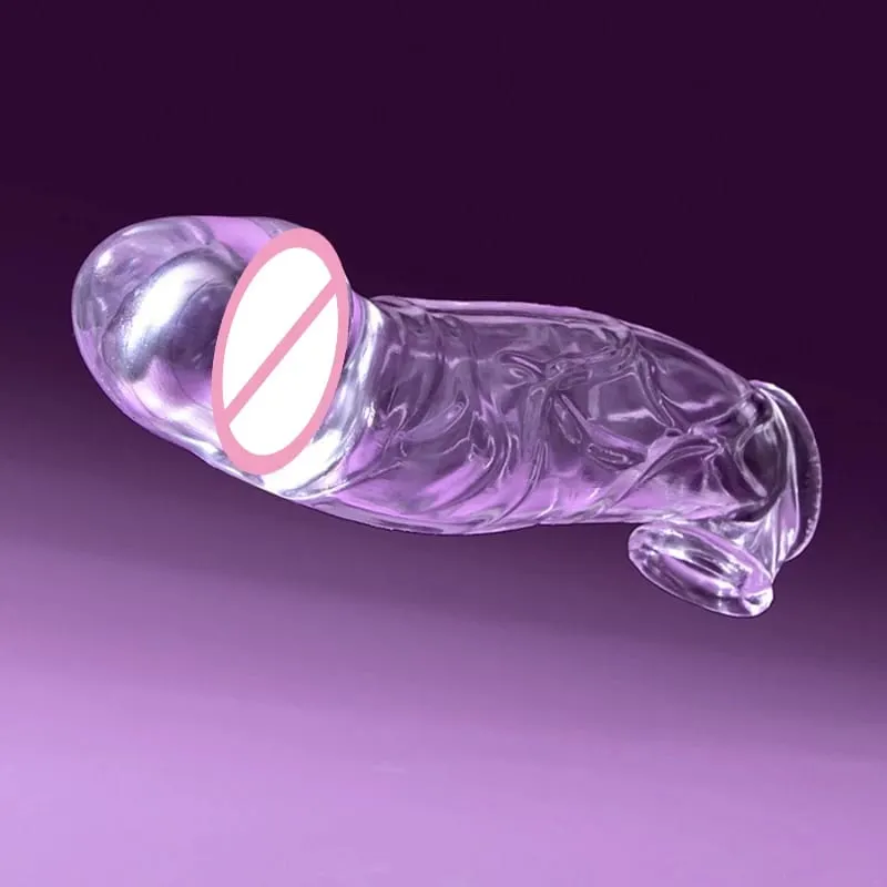 Manga peniana reutilizável em 3 tamanhos, manga macia e transparente, extensor de pênis, brinquedos sexuais adultos para homens, mulheres, durável, ampliador de pênis masculino