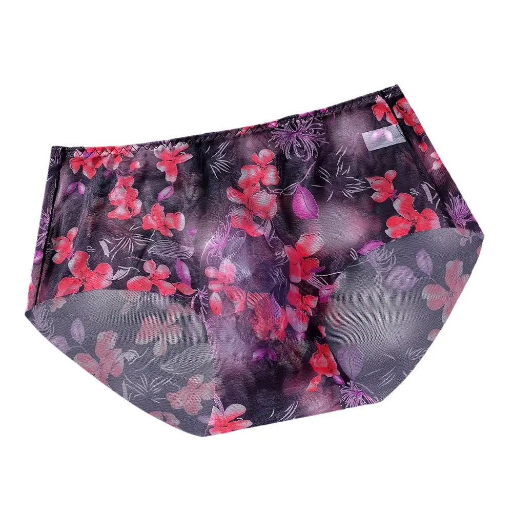 1pc Men's Thin Mesh Briefs Underwear 3D Bulge Pouch Underpants Print See Through Sissy Panties Elastic Breathable Briefs