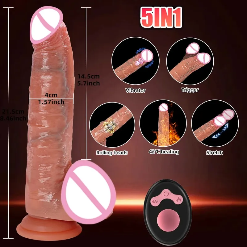 Vibrador vibrador grosso para mulheres vibradores realistas pênis controle remoto empurrando vibradores aquecidos brinquedos sexuais anal g ponto estimuladores