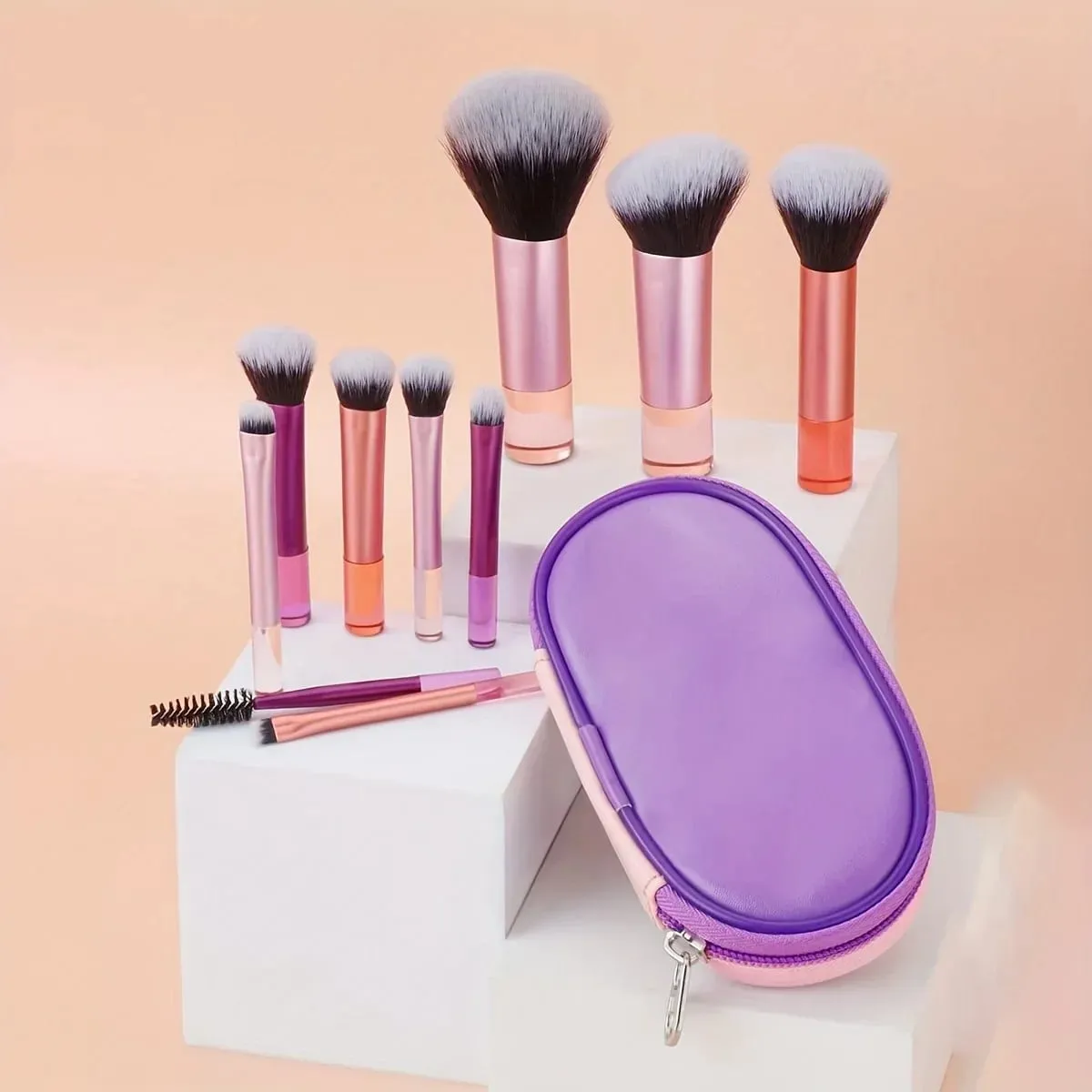 10 pçs mini conjunto de escova de maquiagem em pó sombra fundação blush liquidificador corretivo beleza ferramentas de maquiagem escova suprimentos profissionais