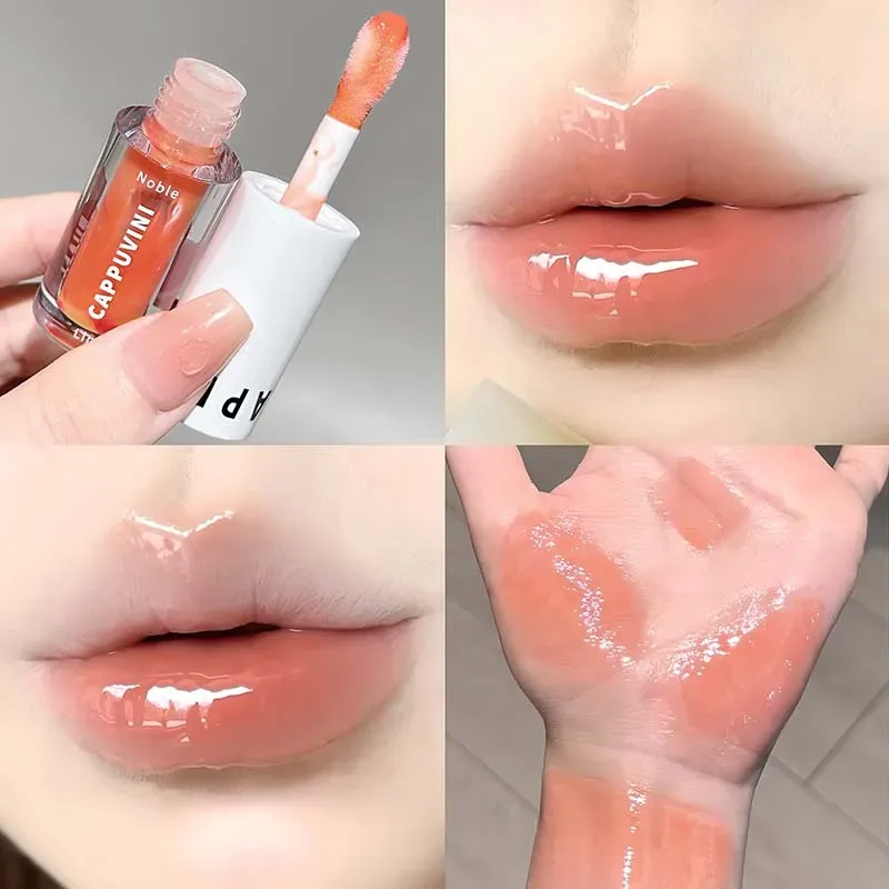 Brilho labial transparente cinza roxo, brilho labial hidratante, secagem de lábios, espelho labial, matiz, aumento, hidratante, cristal, óleo labial, maquiagem