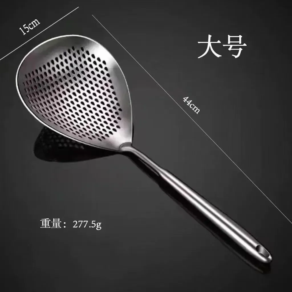 1pc Large Durable Stainless Steel Colander Skimmer Spoon Heavy Duty Food Strainer Spoon for Frying & Cooking Kitchen Utensils
