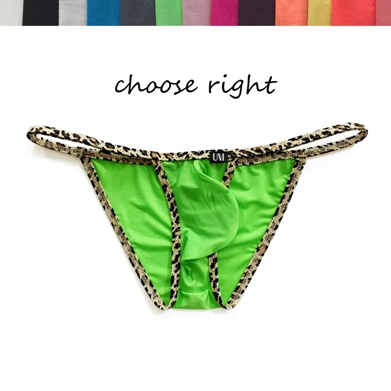 Cuecas masculinas de cintura baixa de nylon com cordas estampa de leopardo micro biquíni estilo roupa íntima fina ultra deslizante push-up com bolsa protuberante
