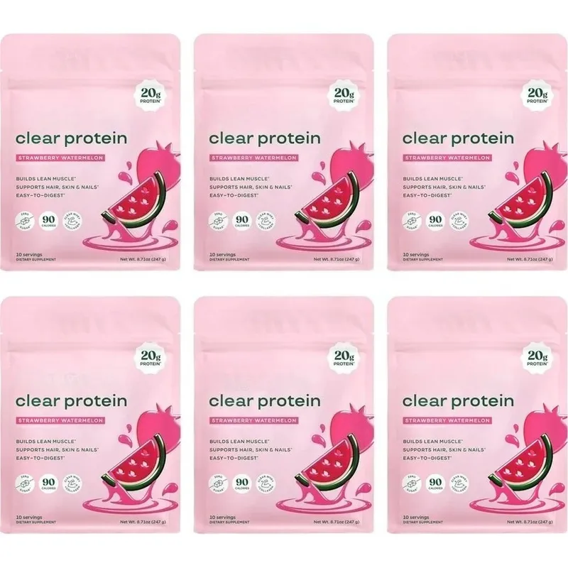 Proteína em pó transparente com 20g de proteína por porção, mistura de enzimas digestivas e peptídeos de colágeno bovino - 10 porções