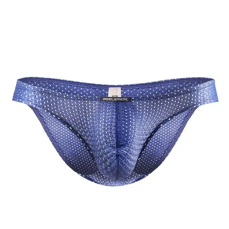 2PCS Tight ice silk transparent briefs men's small briefs mesh eyes youth bottoms breathable