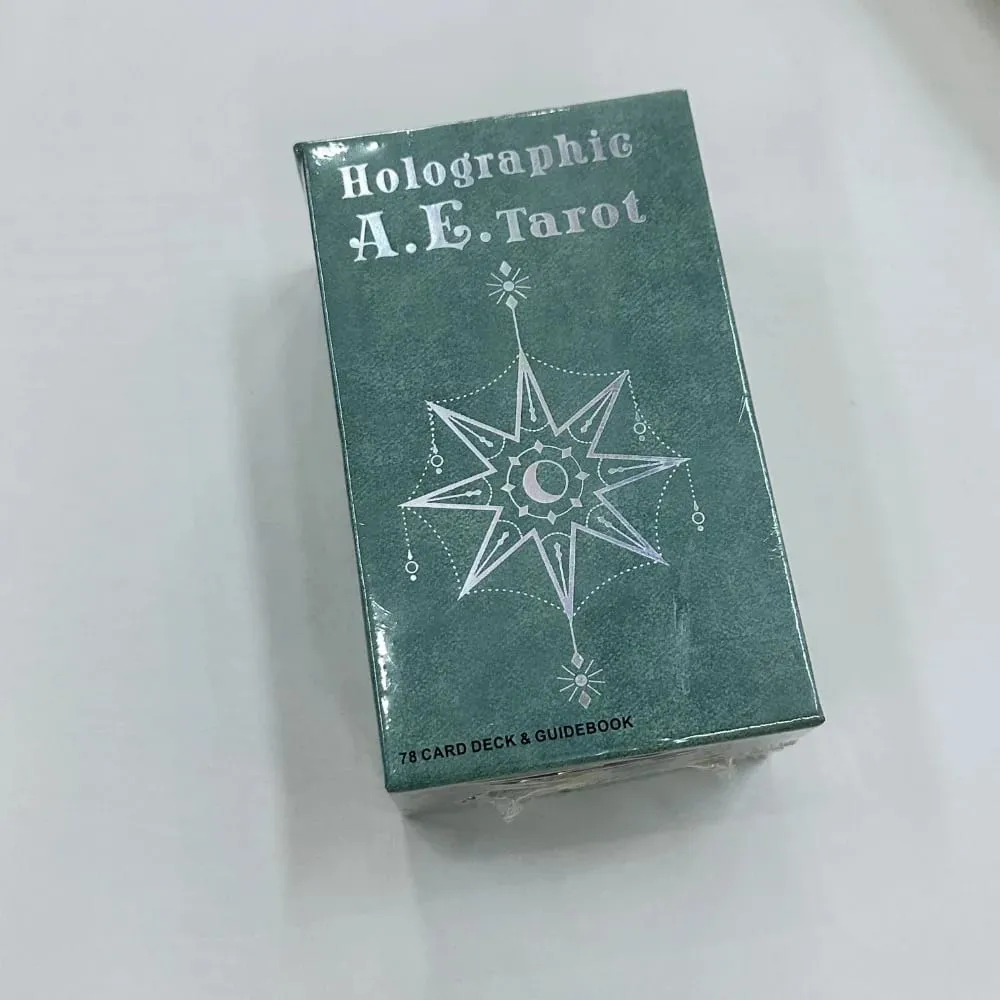 Baralho de tarô holográfico a.e., 12*7cm, caixa de presente rígida deslizante, 78 peças de cartas de tarô com guia e bolsa com cordão