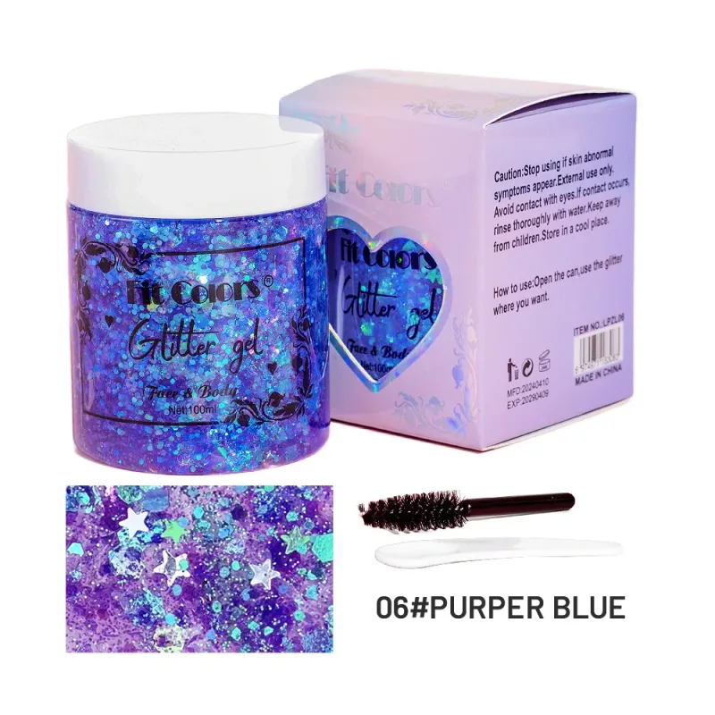 100ml Glitter Gel Eye Shadow Liquid Face Body Large Sequin Gel Multifunctional Colorful Loose Sequins Cream Party Decoration