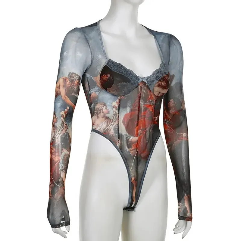 Sexy gótico impresso bodysuits feminino roupas de verão y2k bodysuit topos para mulheres fairycore bodis mujer festa clubwear — image 9