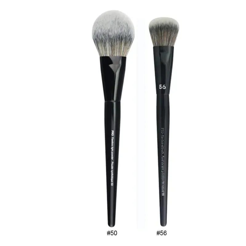 2 pçs/set Pro Preto Pincéis de Maquiagem Cabelo Sintético Pó Sombra Mancha Destaque Fundação Airbrush Difusor Make Up Brush