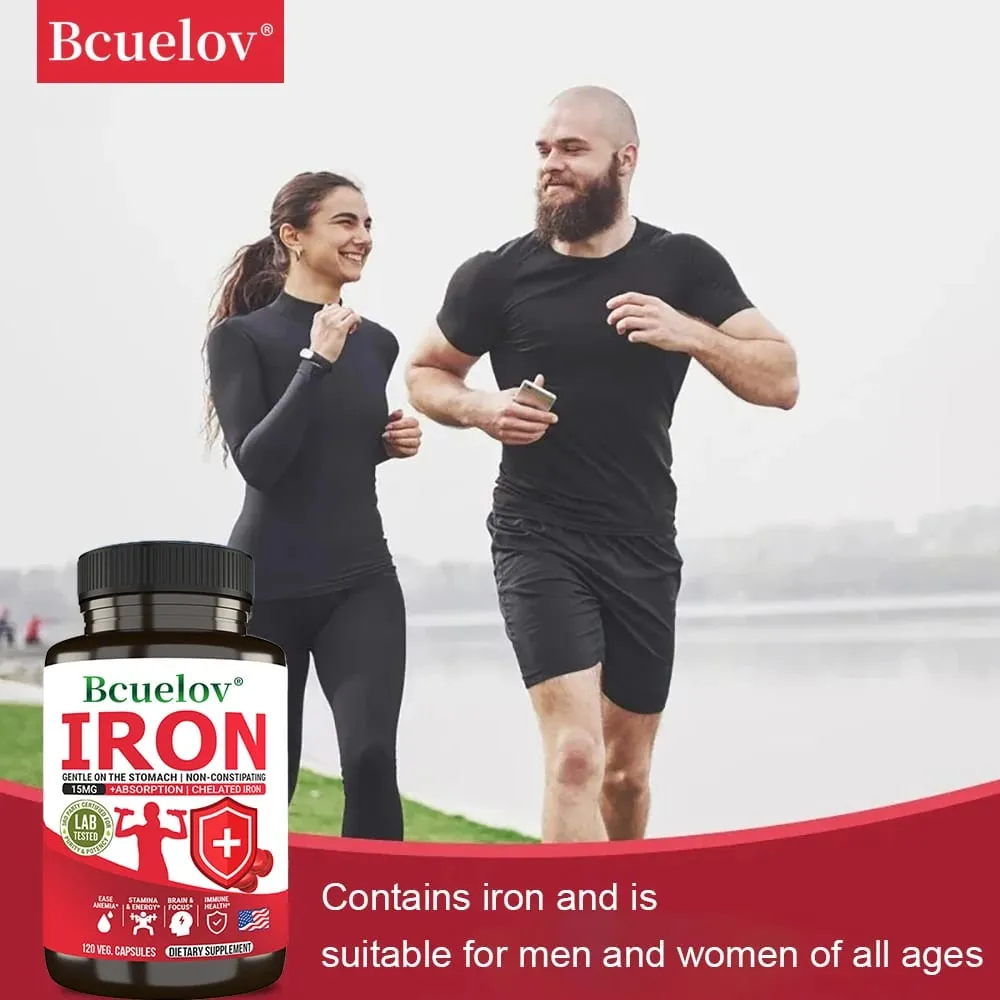Bcuelov Iron Supplement 15 Mg Chelated Fast Absorption Gentle Non-Constipating - Anemia