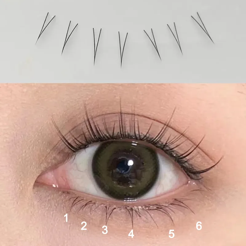 J onda v forma sob cílios quadrinhos olho cílios naturais inferiores cílios macios manga cílios cachos cachos maquiagem coreana
