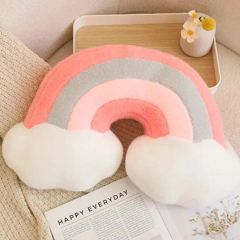Candy Color Rainbow Cloud Star Moon Plush Pillow Stuffed Soft Flower Toy Throw Pillow Cushion Home Sofa Decor Gift for Friend