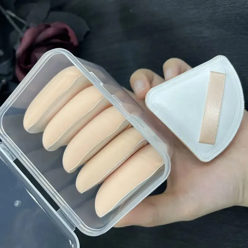 5 pçs redondo quadrado triângulo forma esponja de maquiagem puff seco molhado dupla utilização macio algodão doce almofada de ar fundação pó puff