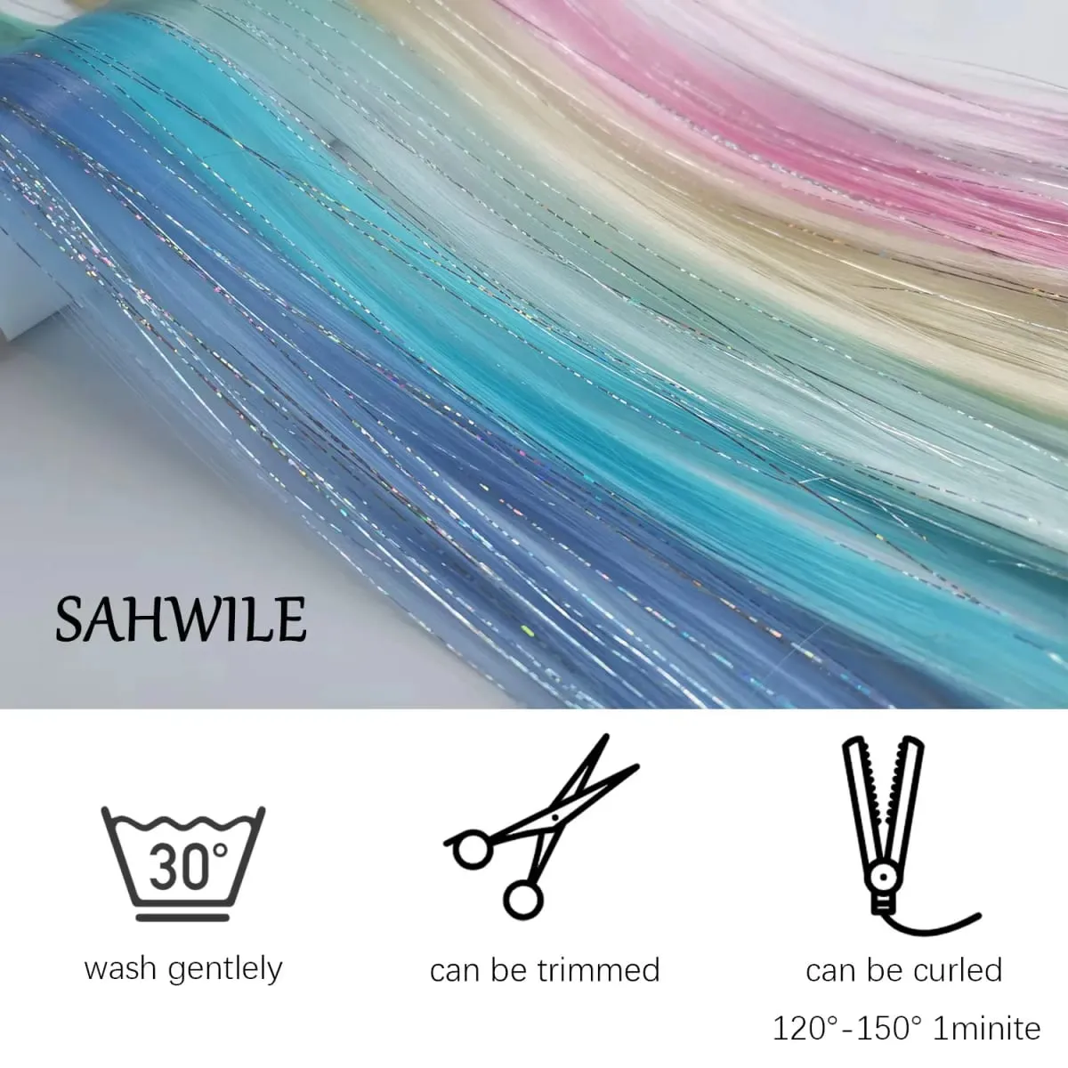 6 unidades/pacote colorido festa destaques clipe em extensões de cabelo 22 polegadas multi-cores cabelo liso sintético postiços — image 4