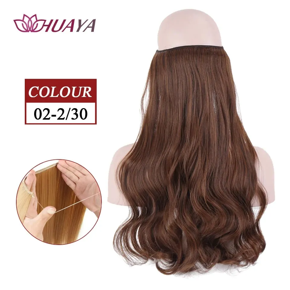 Synthetic Long Straight Invisible Wire No Clips In Hair Extensions Fake Hair Pieces Secret Fish Line Hairpieces For Women