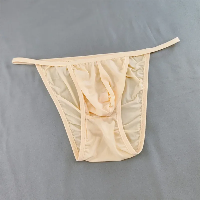 Ice Silk Briefs Men Underwear Solid Color Male Underpants Ultra-Thin Seamless Panties Thin Belt Low Waist