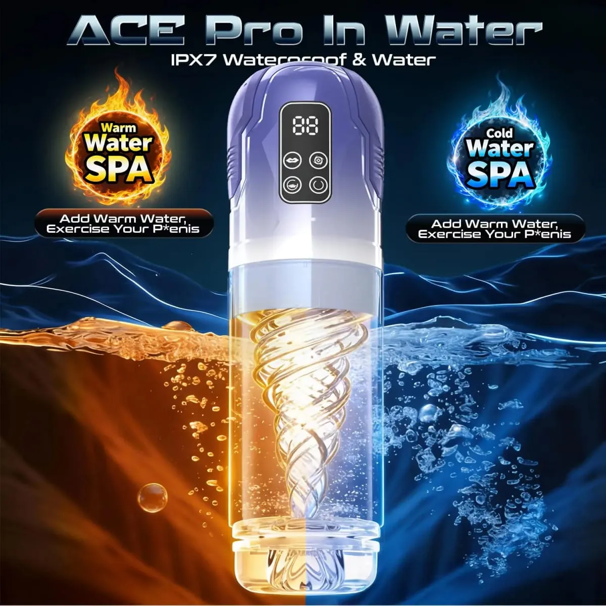Lcd sucção automática masculino masturbador pênis bomba água spa bolso real buceta Stroker empurrando rotativa lambendo brinquedo sexual para homem
