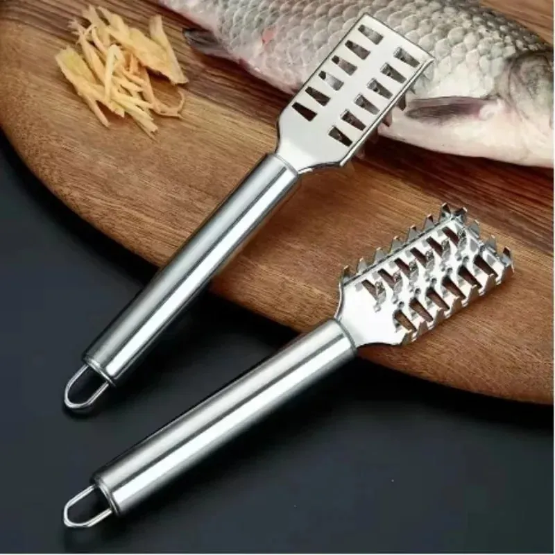 Faca de escama de peixe em aço inoxidável, raspador de escala, dente de serra, desossa, filetagem, corte, escavação, faca maw, 1 peça