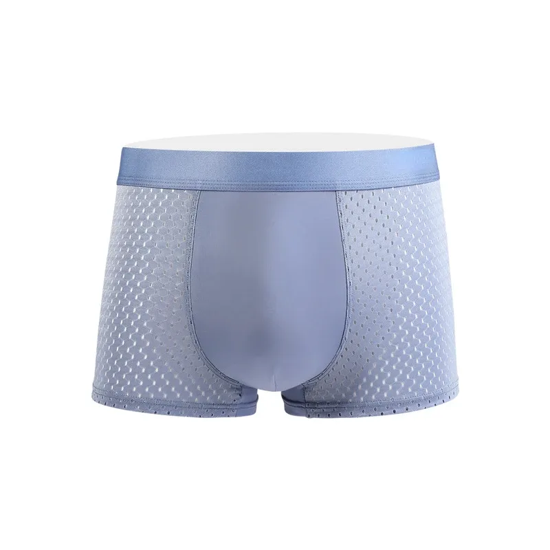 Cuecas boxer masculinas de malha de seda gelo estilo aleatório troncos respirável de secagem rápida roupa interior esportiva boxershorts meninos roupa interior