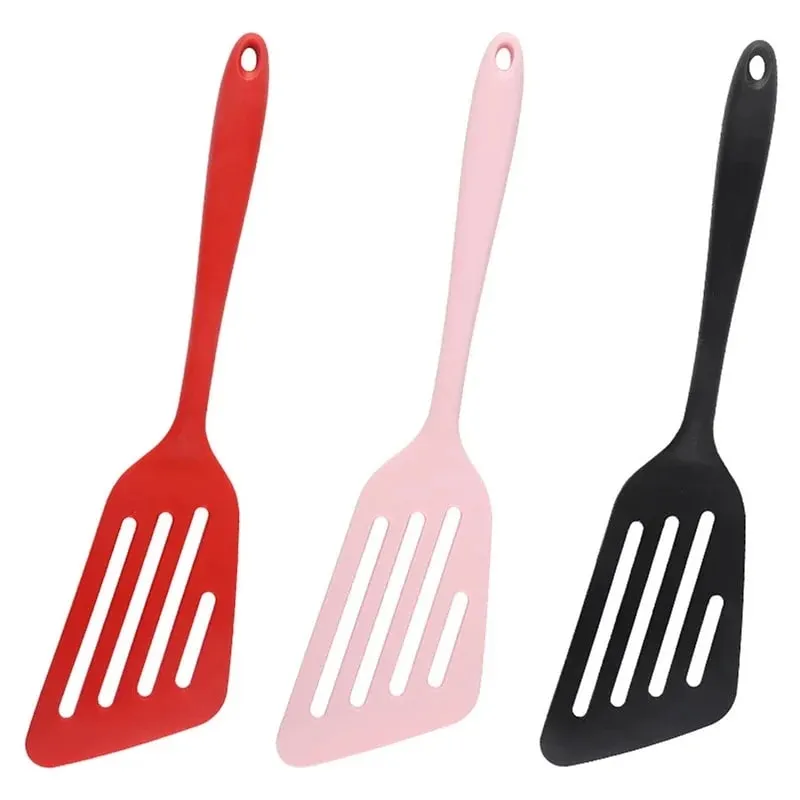 Espátula de silicone antiaderente para cozinha, peixe frito e ovo, espátula resistente a vazamentos, utensílios de cozinha de silicone de alta temperatura, 1 peça