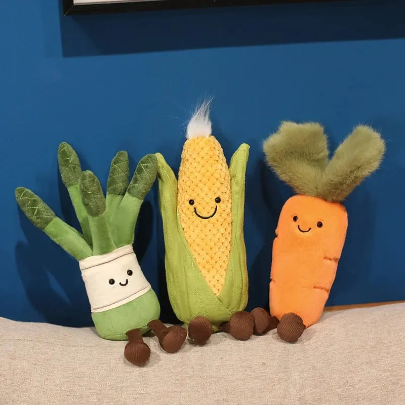 Travesseiro de pelúcia humanóide recheado, boneco sorridente de milho, cenoura, aspargos com pernas, decoração, presente