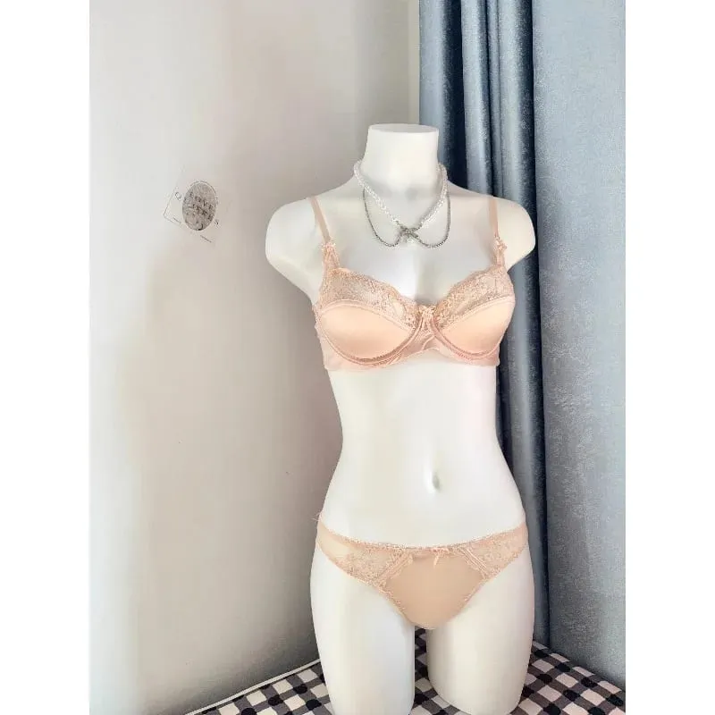 Conjunto de sutiã minimizador de renda vermelha, popular, meia xícara, ultra fino, busto grande, suporte macio, festa de noiva, lua de mel, noite, 32-38