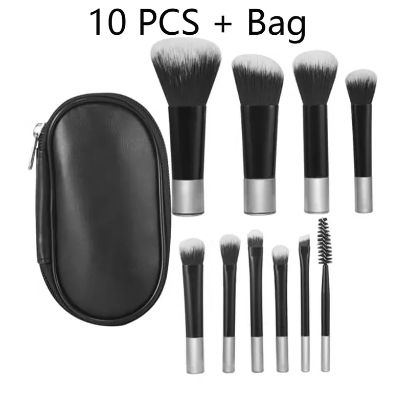 Conjunto de mini pincéis de maquiagem com 10 peças Pincéis de maquiagem para viagem