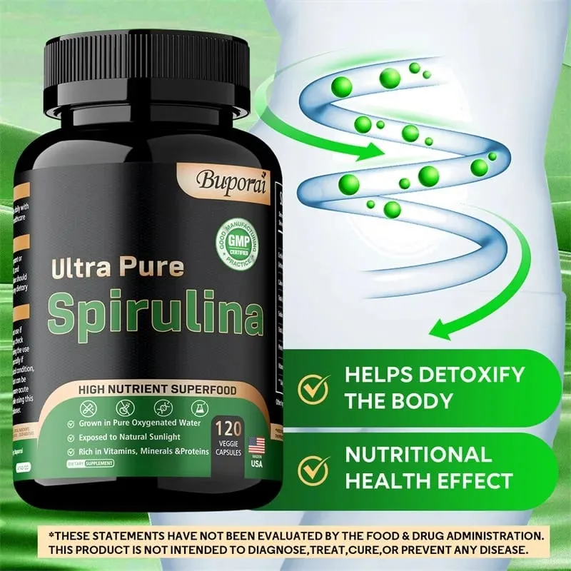 Spirulina orgânica - antioxidante cardiovascular do sistema imunológico de desintoxicação melhora a saúde digestiva