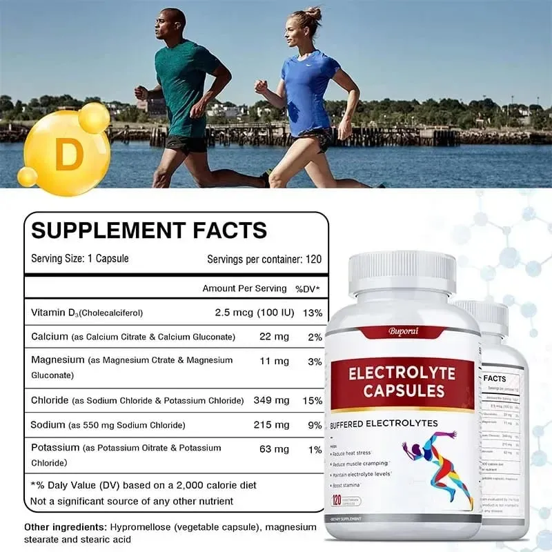 Electrolyte Capsules - Contains Vitamin D Promotes Electrolyte Balance Improves Cognitive Function Relieves Fatigue Non-GMO
