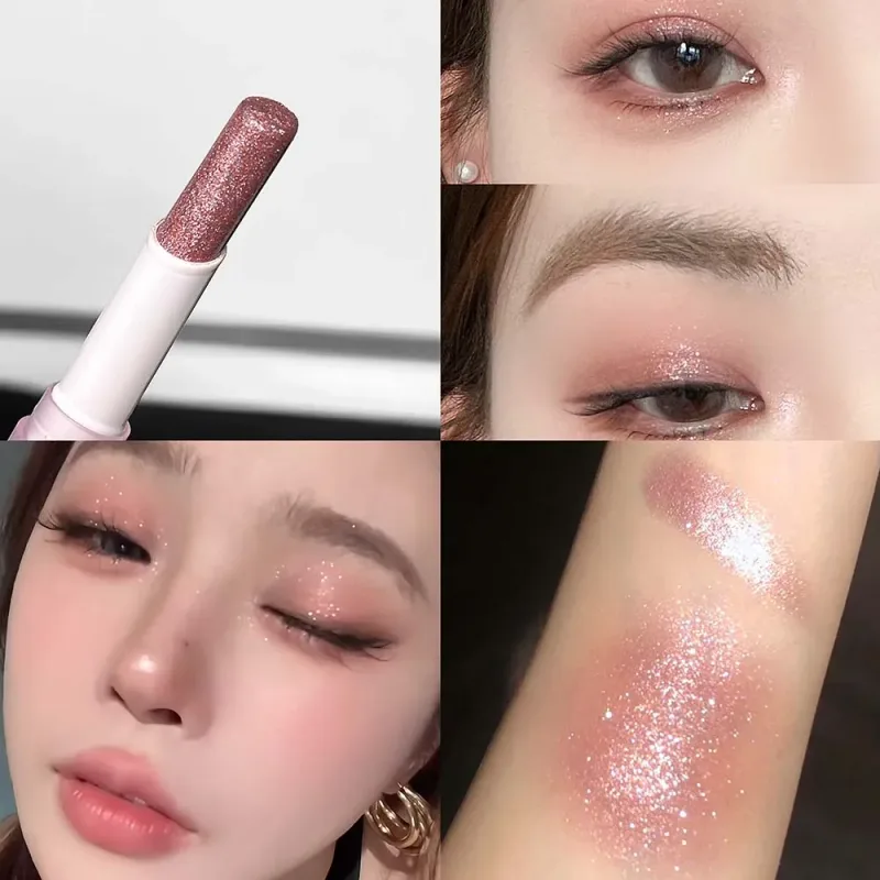 Caneta iluminadora de sombra brilhante, à prova d'água, azul diamante, gelatina, bastão, glitter, rosa, roxo, sombra de olho, maquiagem brilhante