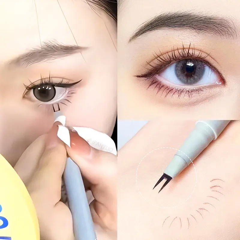 Double-claw Liquid Eyeliner Ultra-thin 2 Fork Tip Waterproof Quick-drying Lower Eyelashes Eyeliner Pencil Sweat-proof Eye Makeup