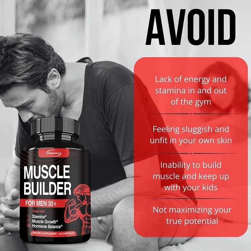 Muscle Builder for Men 30+ - Boosts Muscle Strength and Endurance Supports Hormone Balance